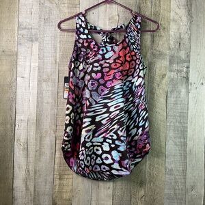 Rachel Rachel Roy Small Sleeveless Tie Back Animal Print Tank Top Multicolored